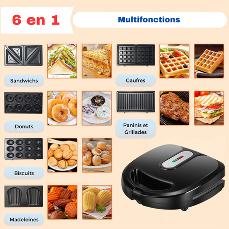 Gaufrier 6 en 1 Multifonctions