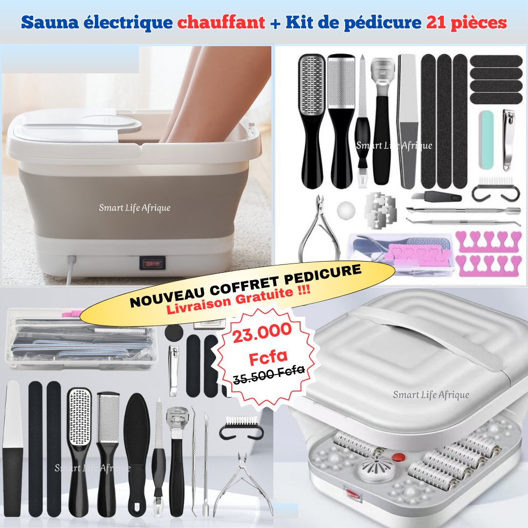 Coffret Pédicure : Sauna Chauffant + Kit de 21 pièces