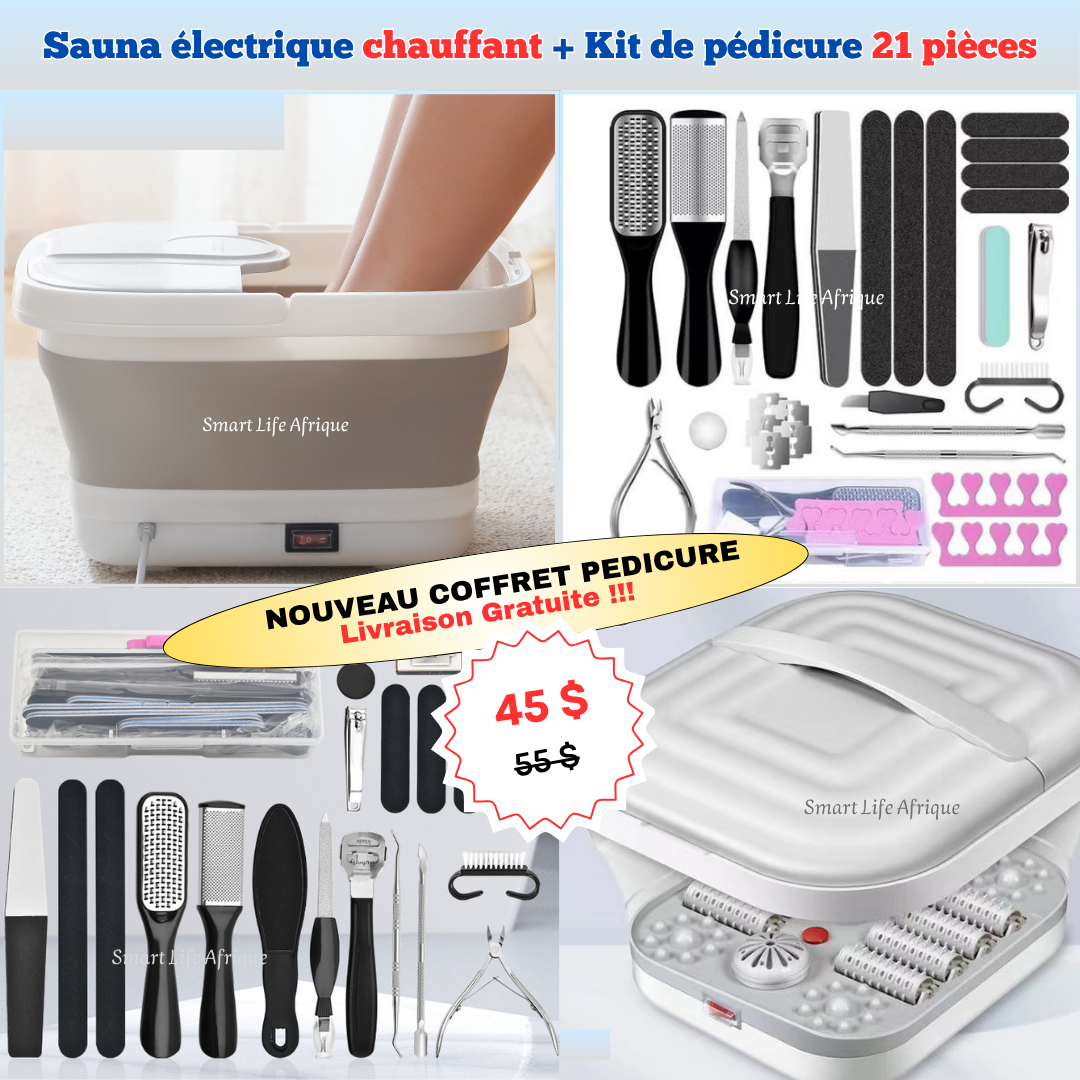 Pédicure : Sauna Chauffant + Kit de 21 pièces : 45 $