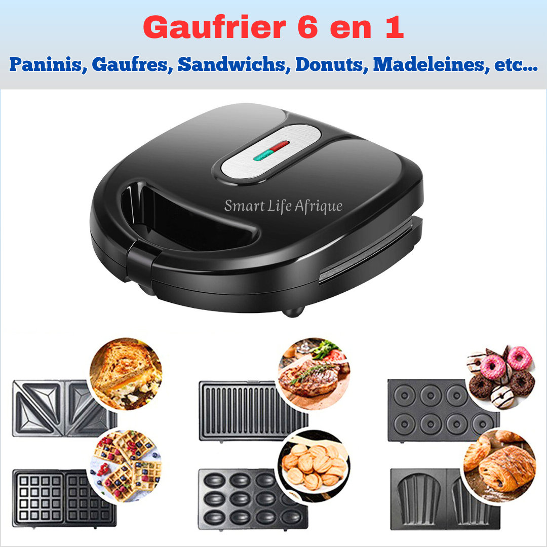 Gaufrier 6 en 1 + Batteur 2 en 1